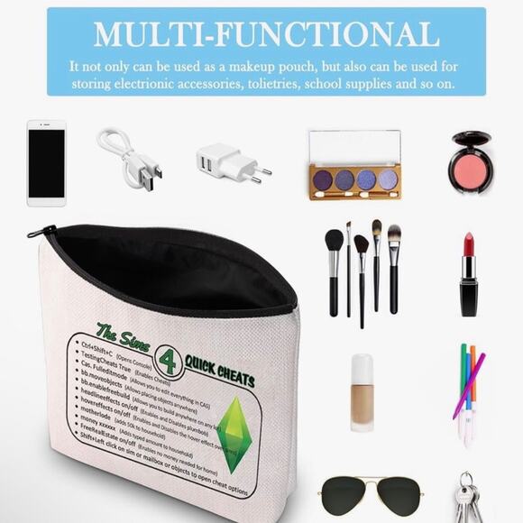 GJTIM Sim Game Gift Video Game Lover Sims 4 Quick Cheats Gaming Zipper Pouch - Picture 8 of 12